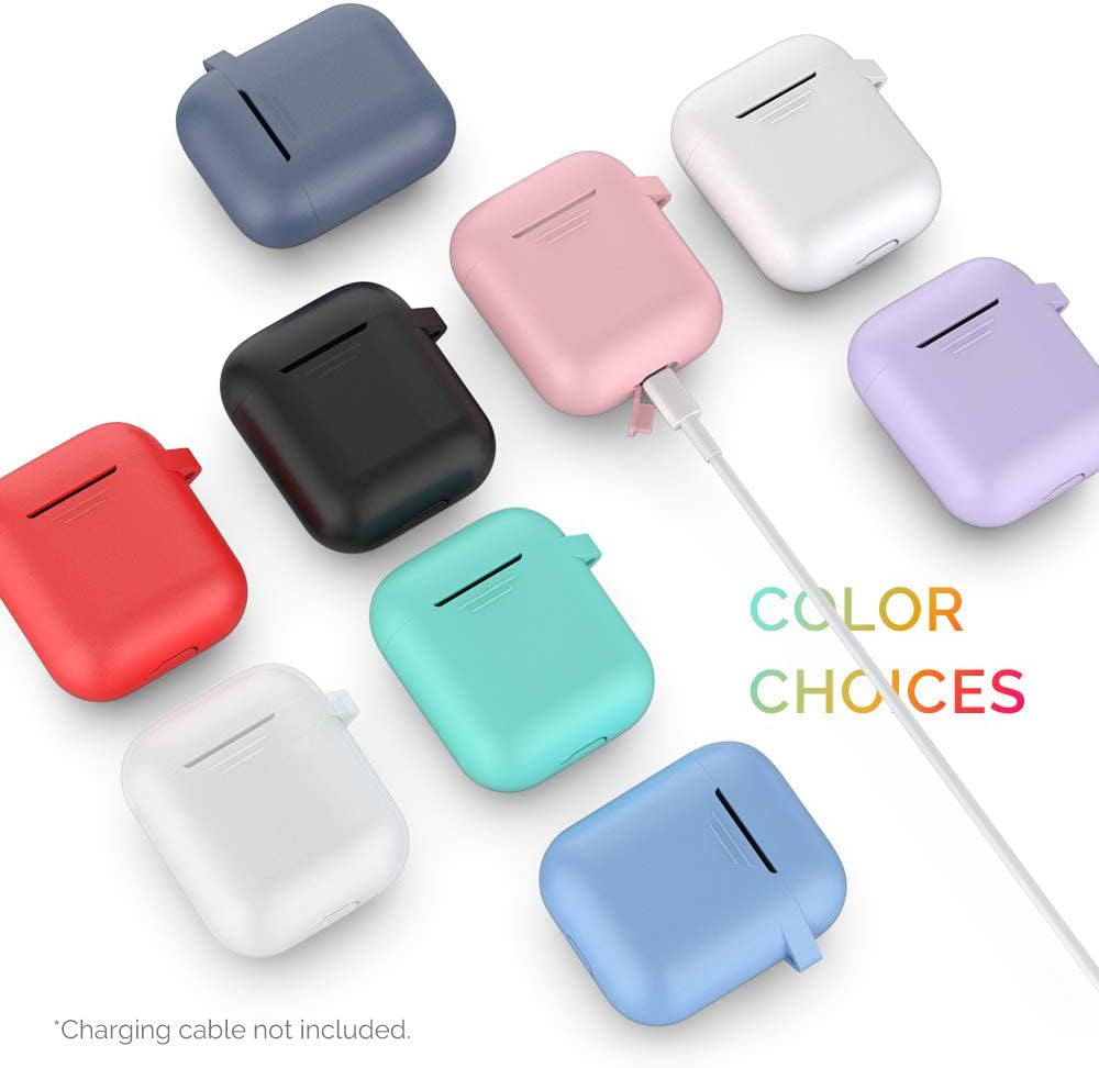 Ahastyle Upgrade Silicone Case Protective Cover [Front LED Visible] Compatible with Apple Airpods 2 & 1 (Navy Blue)